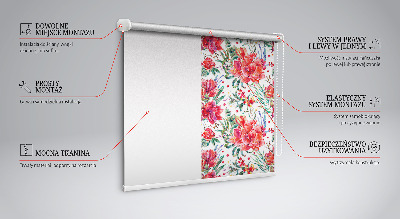 Kitchen roller blind Red flowers