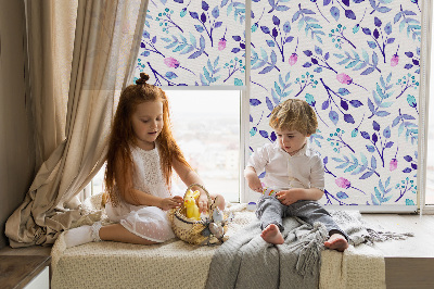 Kitchen roller blind Blue flowers