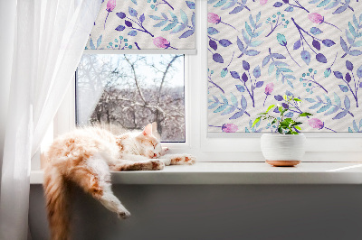 Kitchen roller blind Blue flowers