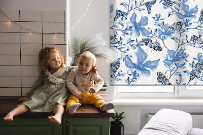 Kitchen roller blind Blue butterflies