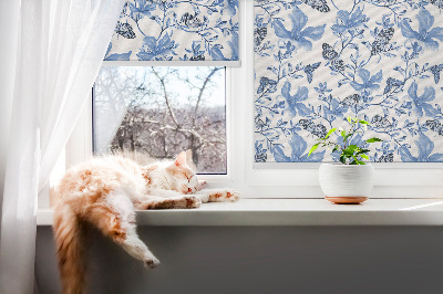 Kitchen roller blind Blue butterflies