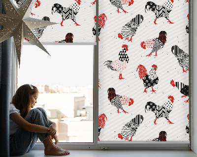 Kitchen roller blind Roosters