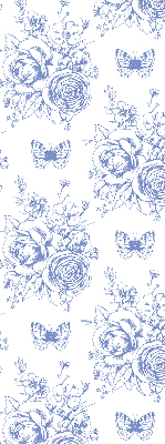 Roller blind Blue flowers and butterflies