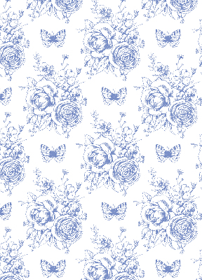 Roller blind Blue flowers and butterflies