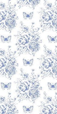 Roller blind Blue flowers and butterflies