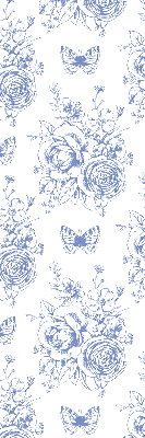 Roller blind Blue flowers and butterflies