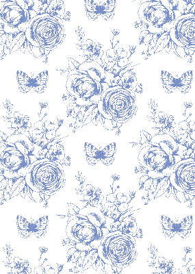 Roller blind Blue flowers and butterflies