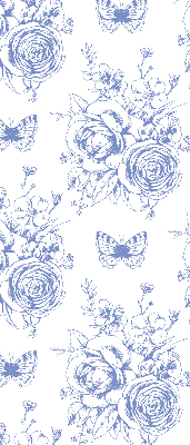 Roller blind Blue flowers and butterflies