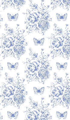 Roller blind Blue flowers and butterflies