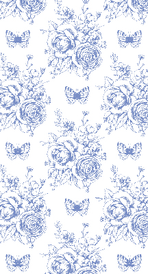 Roller blind Blue flowers and butterflies