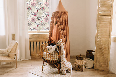 Roller blind for window White flamingos