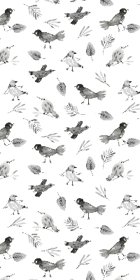 Kitchen roller blind Drawed birds and leaves