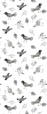 Kitchen roller blind Drawed birds and leaves