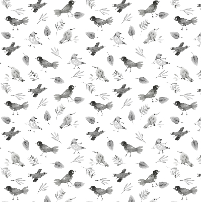 Kitchen roller blind Drawed birds and leaves