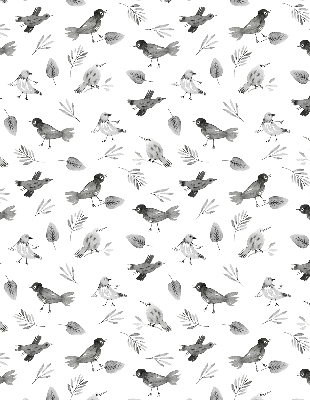 Kitchen roller blind Drawed birds and leaves