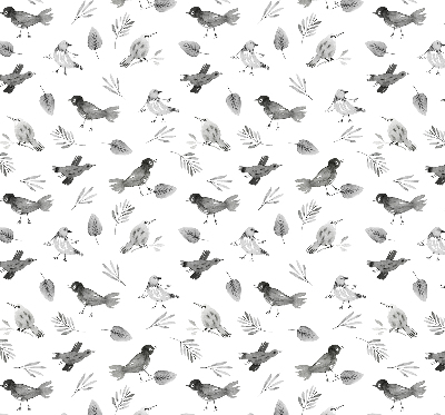 Kitchen roller blind Drawed birds and leaves