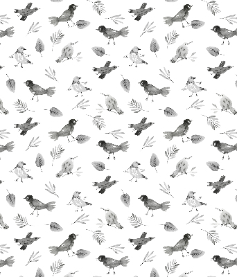 Kitchen roller blind Drawed birds and leaves