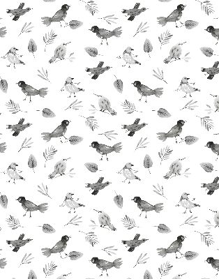 Kitchen roller blind Drawed birds and leaves