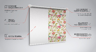 Roller blind for window Birds on flowers