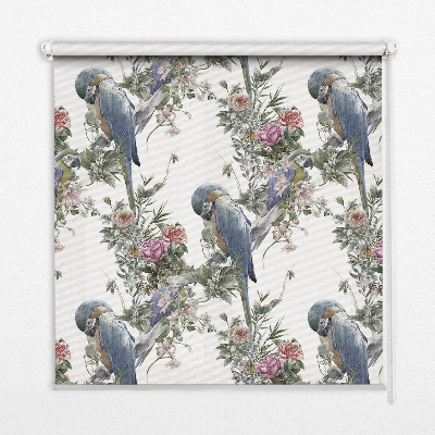 Daylight roller blind Parrots on flowers