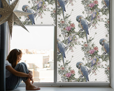 Daylight roller blind Parrots on flowers