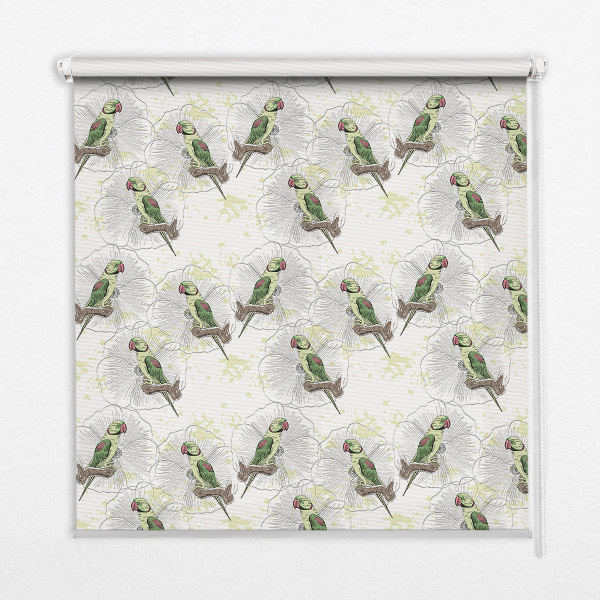 Daylight roller blind Parrots on a branch