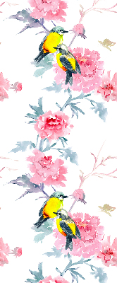 Roller blind Birds on flowers