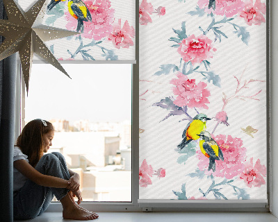 Roller blind Birds on flowers