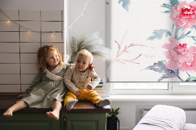 Roller blind Birds on flowers