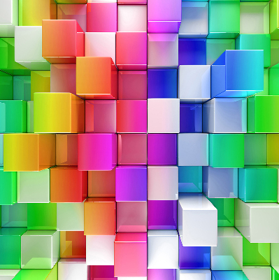 Roller blind Colorful 3D cubes