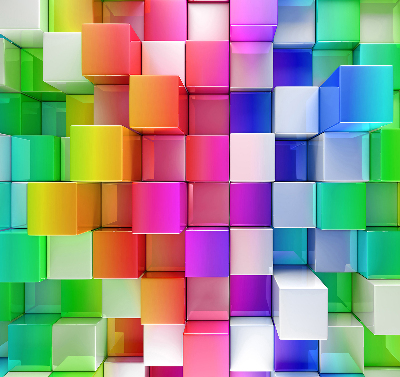 Roller blind Colorful 3D cubes