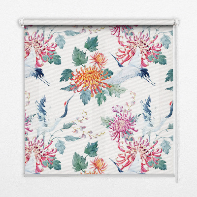 Daylight roller blind Heron and flower