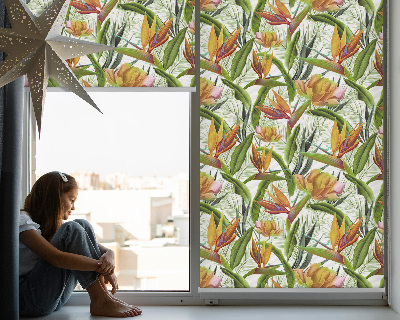 Roller blind for window Exotic plants