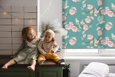 Kitchen roller blind Birds among branches