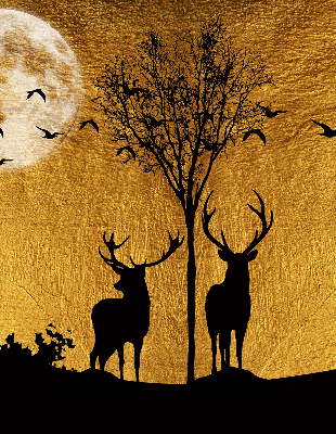 Roller blind Deer at night