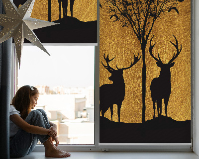 Roller blind Deer at night