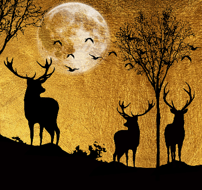 Roller blind Deer at night