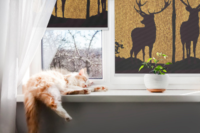 Roller blind Deer at night