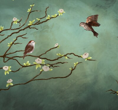 Roller blind Birds on the branch