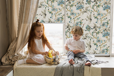 Window blind Flowers and birds