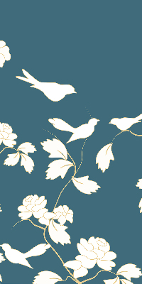 Window blind White birds on white flowers