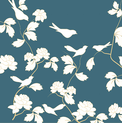 Window blind White birds on white flowers