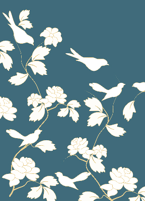 Window blind White birds on white flowers