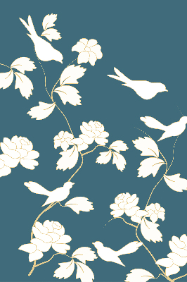 Window blind White birds on white flowers