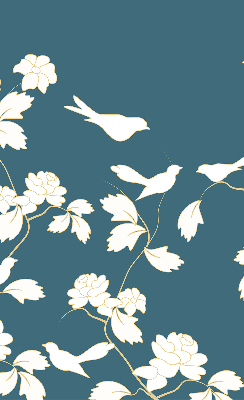 Window blind White birds on white flowers