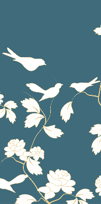 Window blind White birds on white flowers