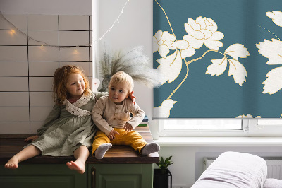 Window blind White birds on white flowers