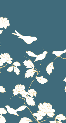 Window blind White birds on white flowers