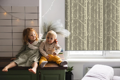 Roller blind for window Tree trunks