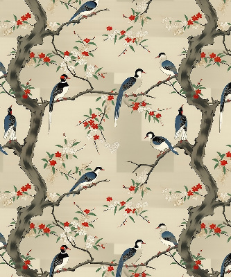 Roller blind for window Birds on a tree